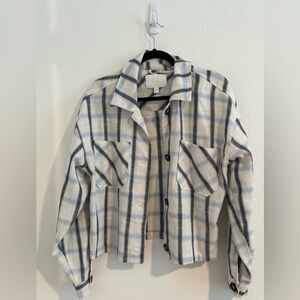 ASHLEY by 26 INTERNATIONAL Cropped Jacket Womens Large Plaid Button Up Flannel